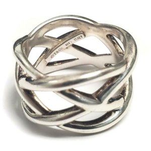 .925 Silver Braided Basket Wave Knot Band Ring